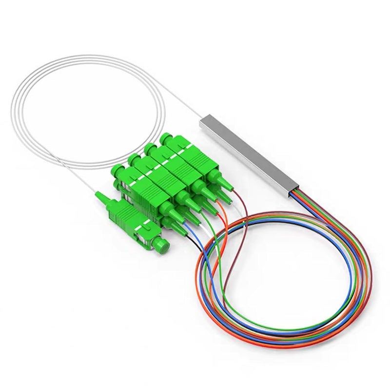 Poyiccot موزع الألياف الضوئية SC 1X8 PLC، موزع الألياف الضوئية SC أحادي الوضع 0.9 مم G657A1 موزع PLC مع سلك توصيل 1310-1550 نانومتر لتوصيلات المنزل، مشروع هندسي، شبكة الألياف الضوئية، 1م/3.3 قدم - Image 1